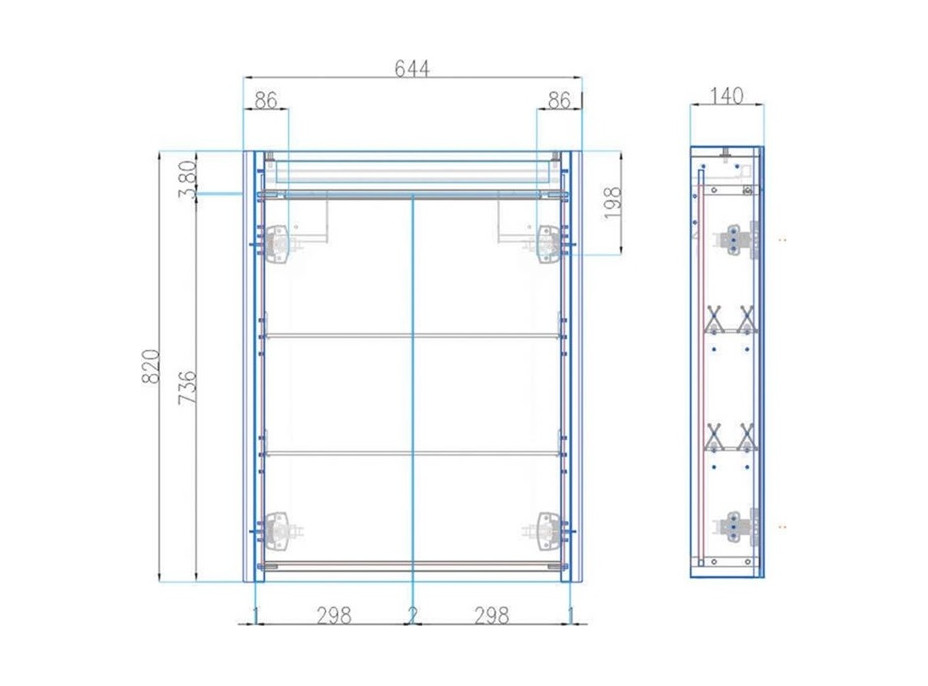 Kúpeľňová závesná skrinka SIENA so zrkadlom a LED osvetlením 64 cm - 2x dvierka