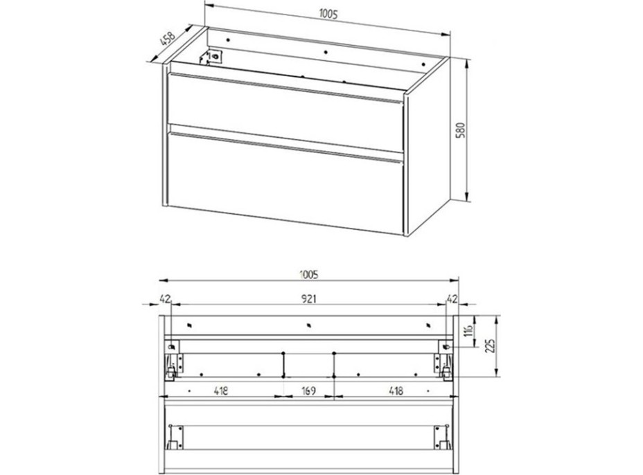 Koupelnová skříňka s keramickým umyvadlem OPTO 101 cm