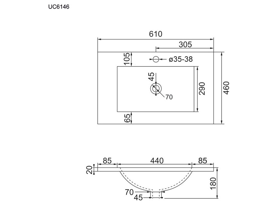 Koupelnová skříňka s keramickým umyvadlem OPTO 61 cm