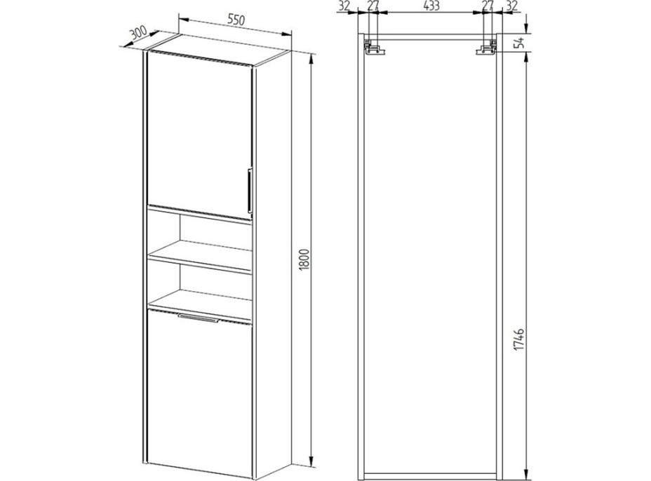 Kúpeľňová skrinka VIGO vysoká s košom - 180 cm