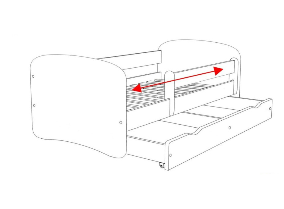 Detská posteľ BABY DREAMS so šuplíkom - 140x70 cm - biela/ružová