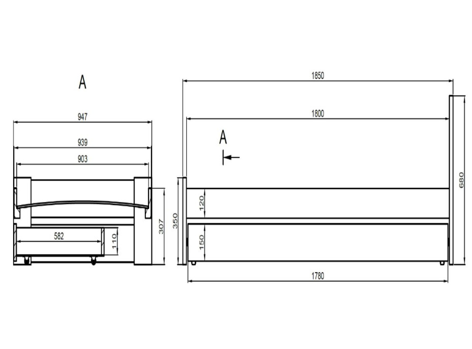 Detská posteľ EMILEK so šuplíkom - 180x90 cm - biela