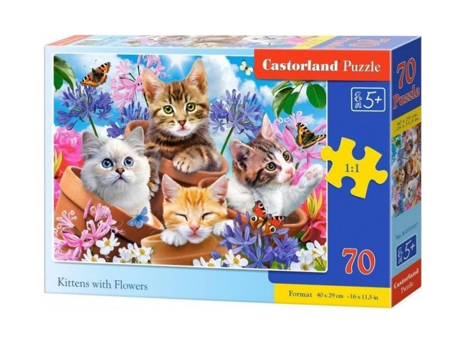 CASTORLAND Puzzle Mačiatka s kvetinami 70 dielikov