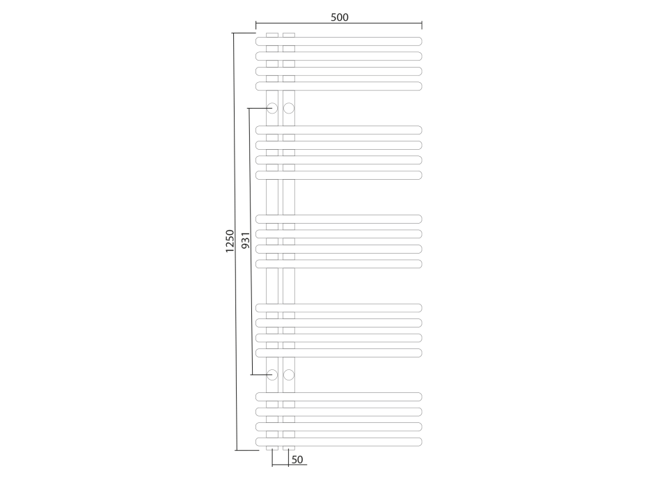 Sapho NYMPHA vykurovacie teleso 500x1250mm, chróm LLN125