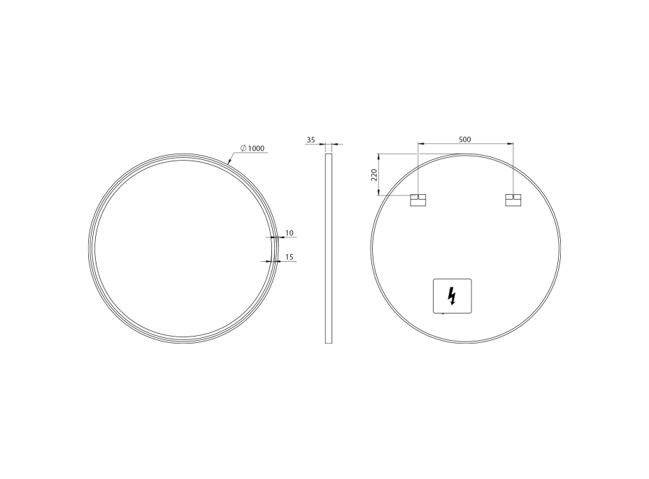 Sapho KADRIS okrúhle zrkadlo s LED osvetlením ø 100cm, čierna mat KD100