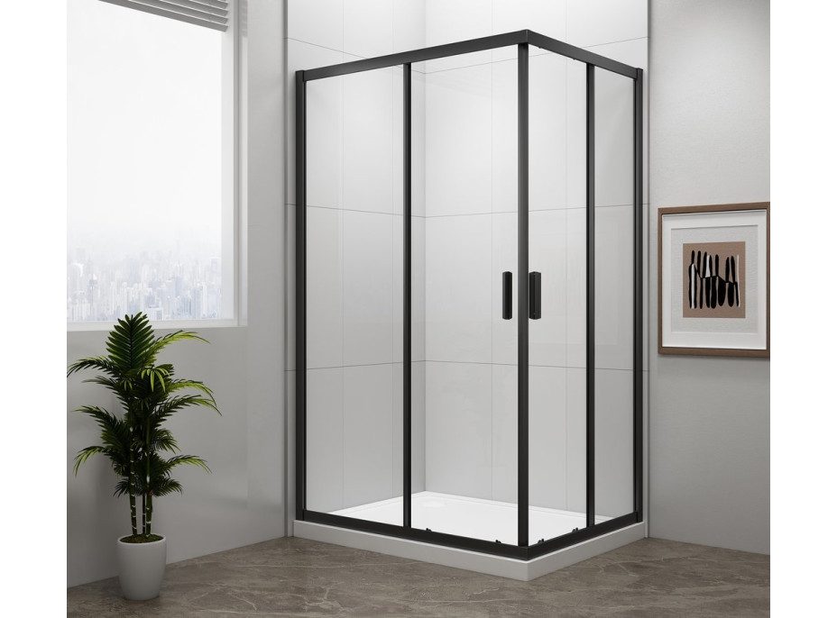 Polysan EASY BLACK obdĺžniková sprchová zástena 900x800mm, číre sklo EL5315B