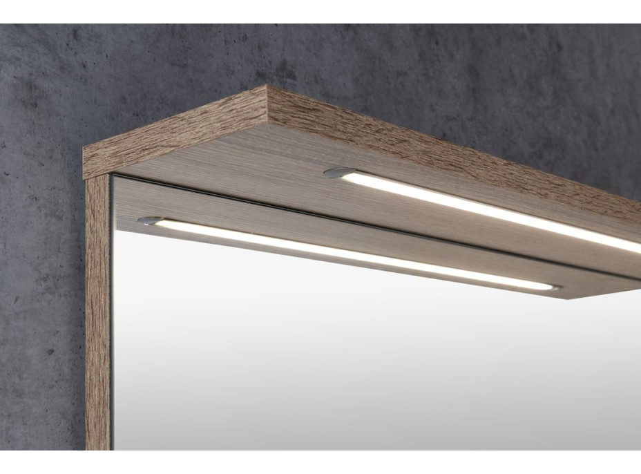 Aqualine KORIN STRIP zrkadlo s LED osvetlením 60x70x12cm, dub platín KO990S