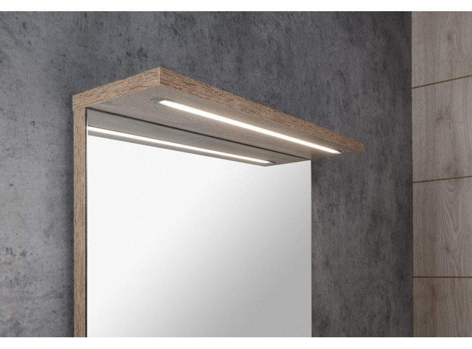 Aqualine KORIN STRIP zrkadlo s LED osvetlením 50x70x12cm, dub platín KO995S