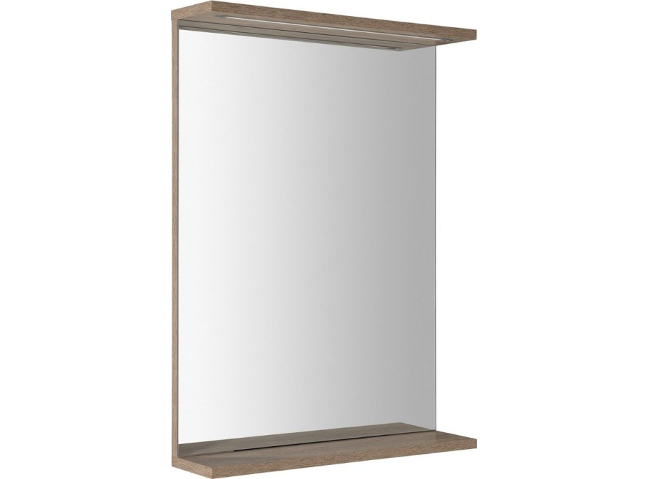 Aqualine KORIN STRIP zrkadlo s LED osvetlením 50x70x12cm, dub platín KO995S