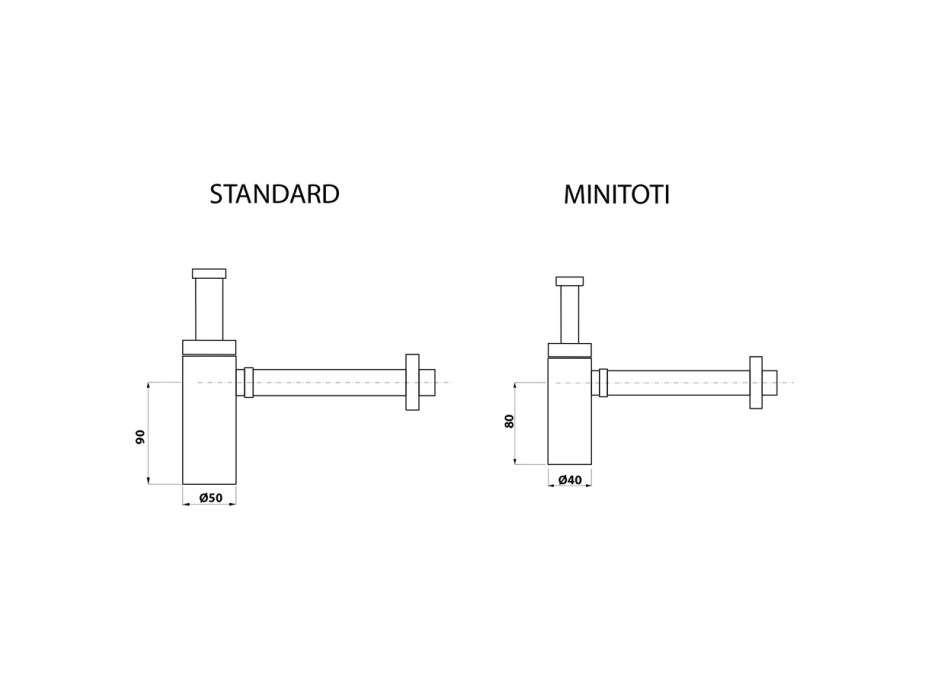 Omp Tea MINITOTI sifón pre umývadlo, 5/4", odpad 32mm, čierna mat 510.135.5.X