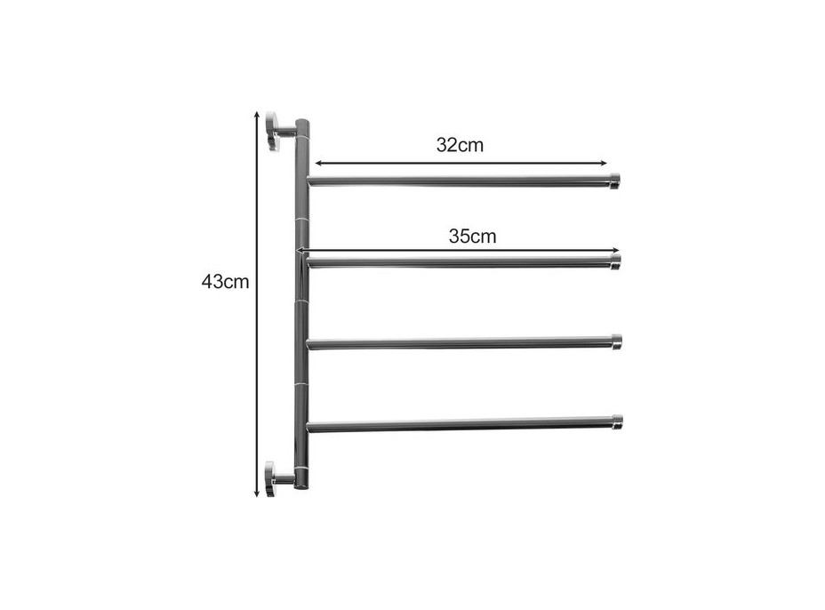 Kúpeľňový 4ramenný vešiak na uteráky - chróm