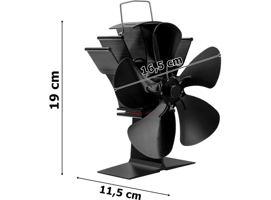 Krbový ventilátor KAMEN - 5lopatkový - čierny