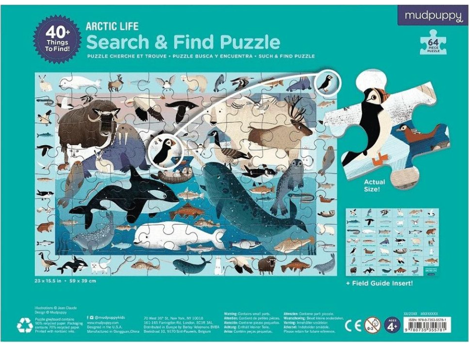 Mudpuppy Puzzle skladaj a hľadaj Život v Arktíde 64 dielov