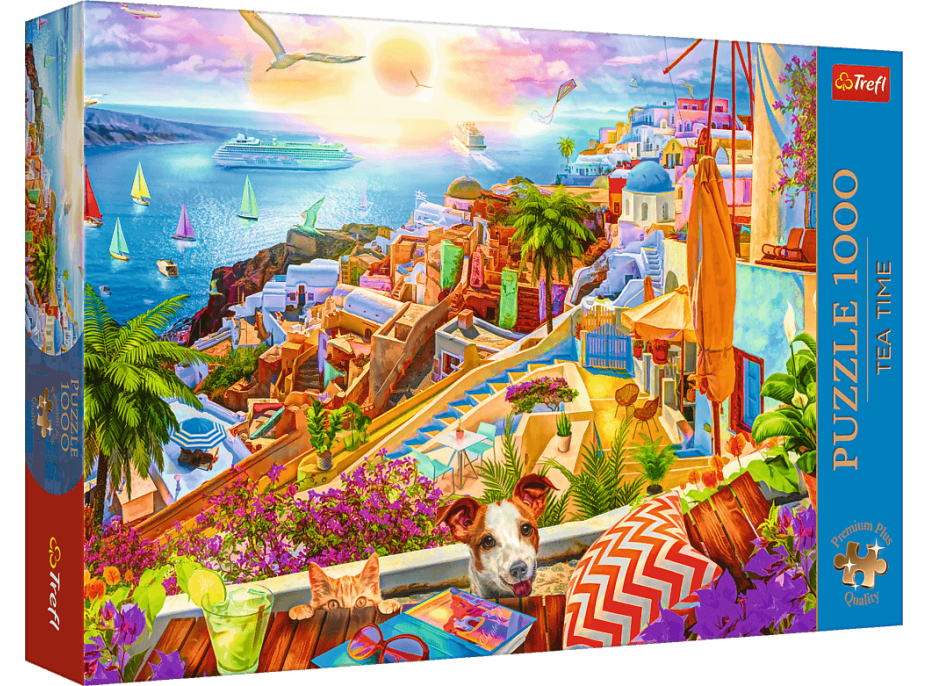 TREFL Puzzle Premium Plus Tea Time: Návšteva Santorini 1000 dielikov