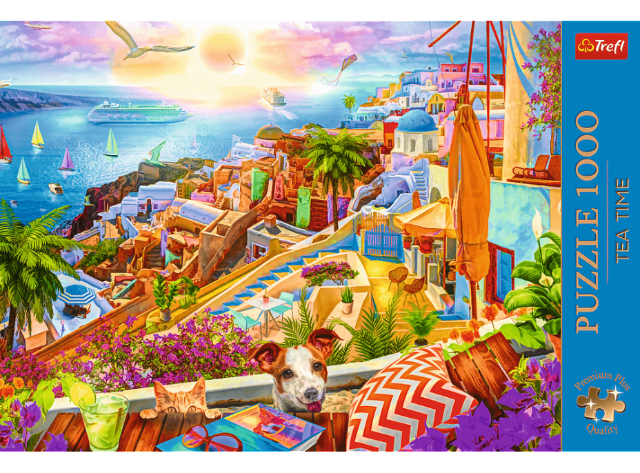 TREFL Puzzle Premium Plus Tea Time: Návšteva Santorini 1000 dielikov