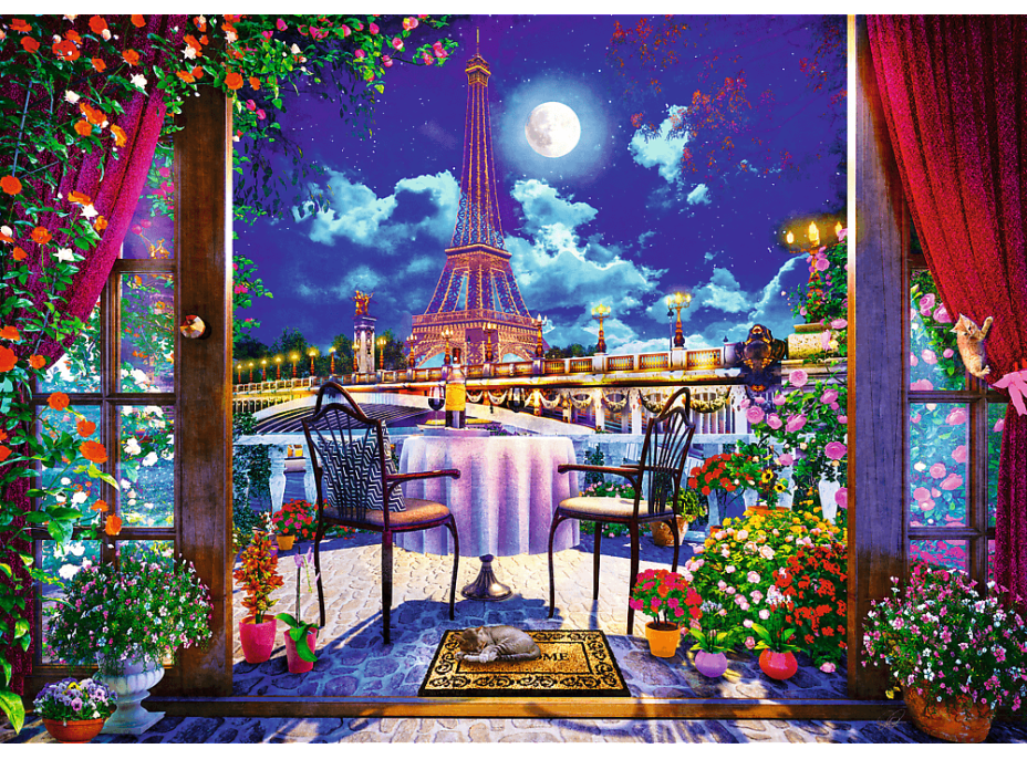 TREFL Puzzle Premium Plus Tea Time: Nočný Paríž 1000 dielikov