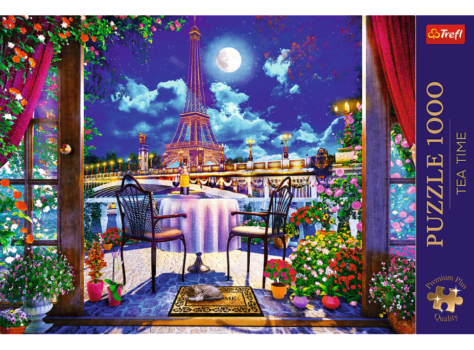 TREFL Puzzle Premium Plus Tea Time: Nočný Paríž 1000 dielikov