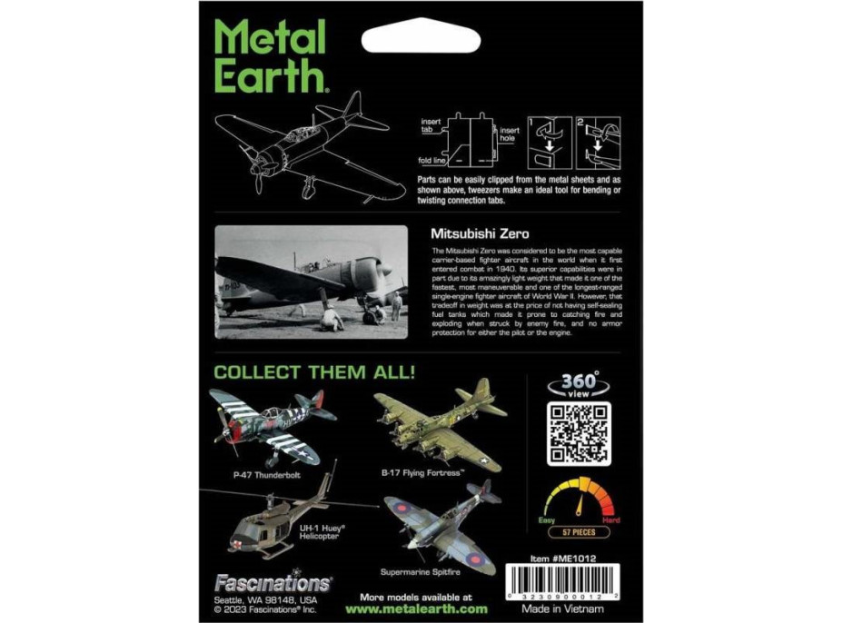 METAL EARTH 3D puzzle Mitsubishi Zero (farebný)