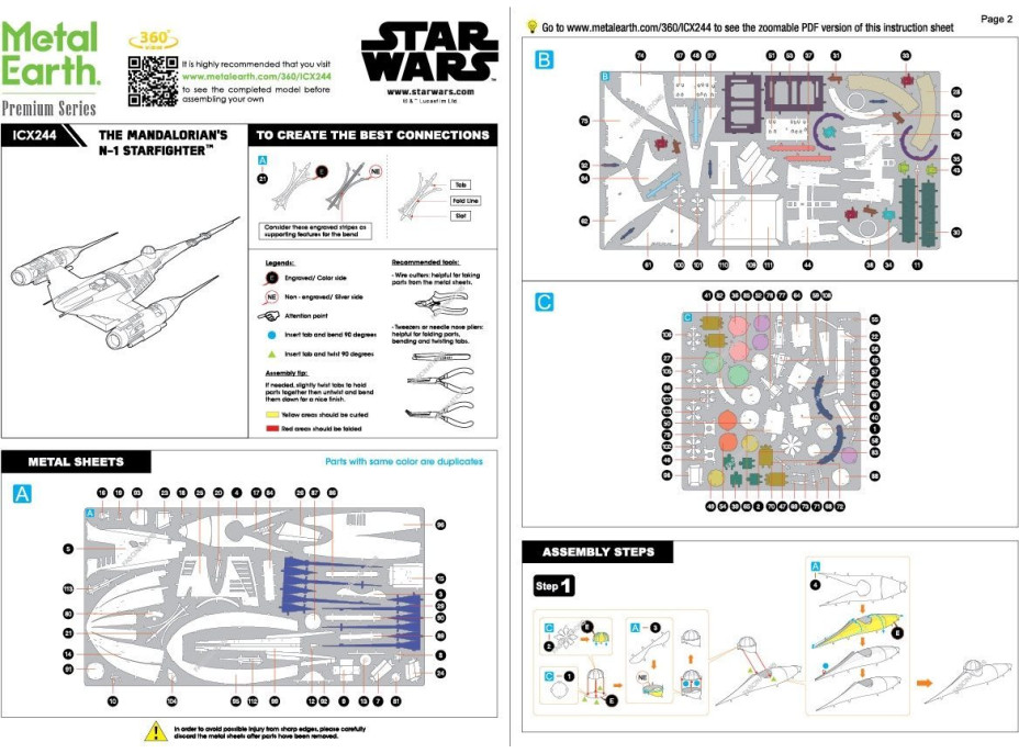 METAL EARTH 3D puzzle Premium Series: Star Wars Mandalorian N-1 Starfighter