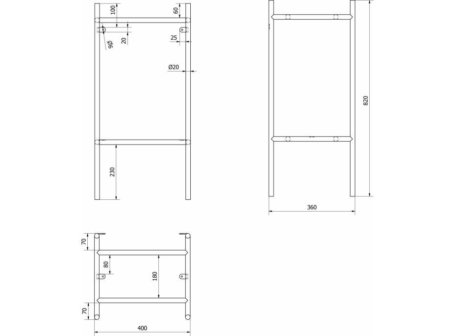 Sapho PUNO podstavec pod umývadlo 400x820x360mm, zlato mat SKA570-5