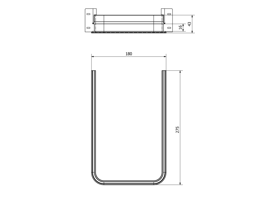 Sapho Výrez na sifón pre dosku 16mm, 175x45x270mm, plast, biela 1830A