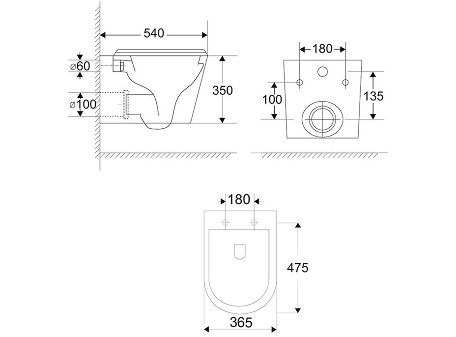 WC závesné kapotované, Smart Flush RIMLESS, keramické, vr. sedátka