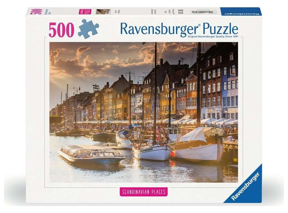 RAVENSBURGER Puzzle Škandinávia: Západ slnka v Kodani 500 dielikov