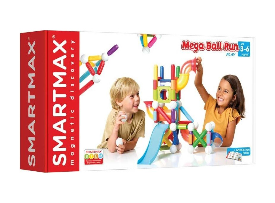 SMARTMAX Magnetická stavebnica Mega Ball Run 71 dielikov