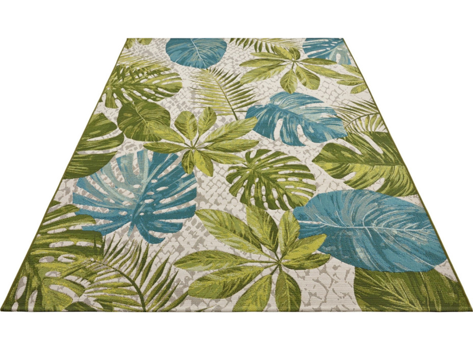 Kusový koberec Flair 105617 Tropical Leaves Turqouise Green – na ven i na doma