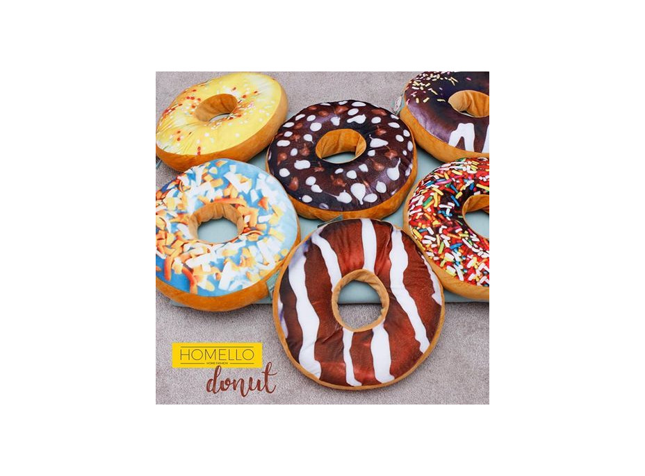 Dekoračný vankúš DONUT 40 cm - čokoládová poleva