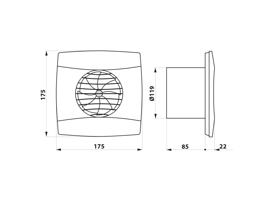 Cata UC-12 TH kúpeľňový ventilátor axiálny s automatom, 12W, potrubie 120mm, biela 01300200