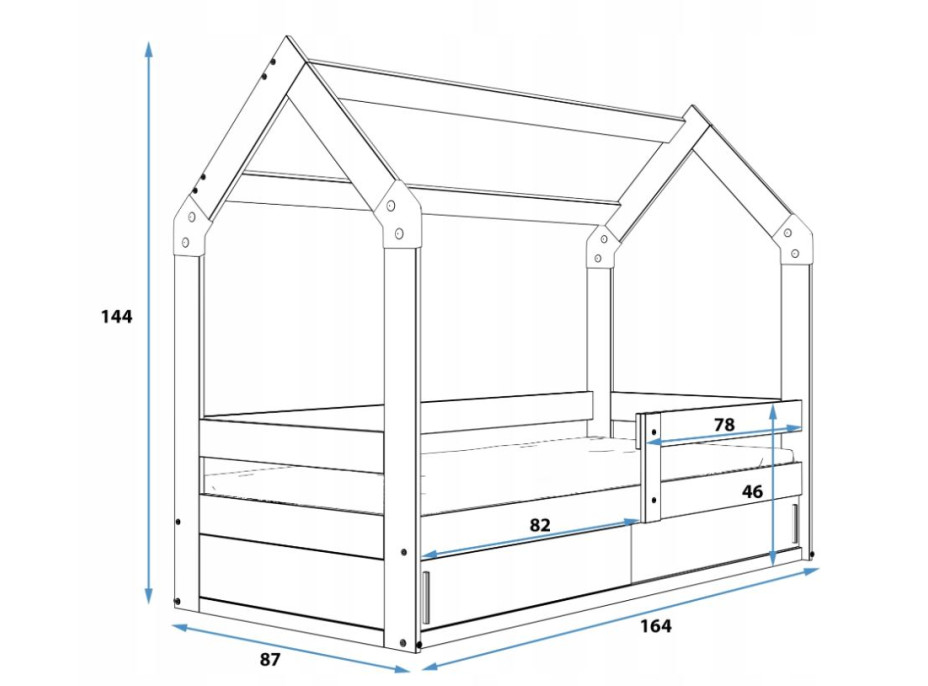 Detská domčeková posteľ REGINA s úložným priestorom 160x80 cm - biela