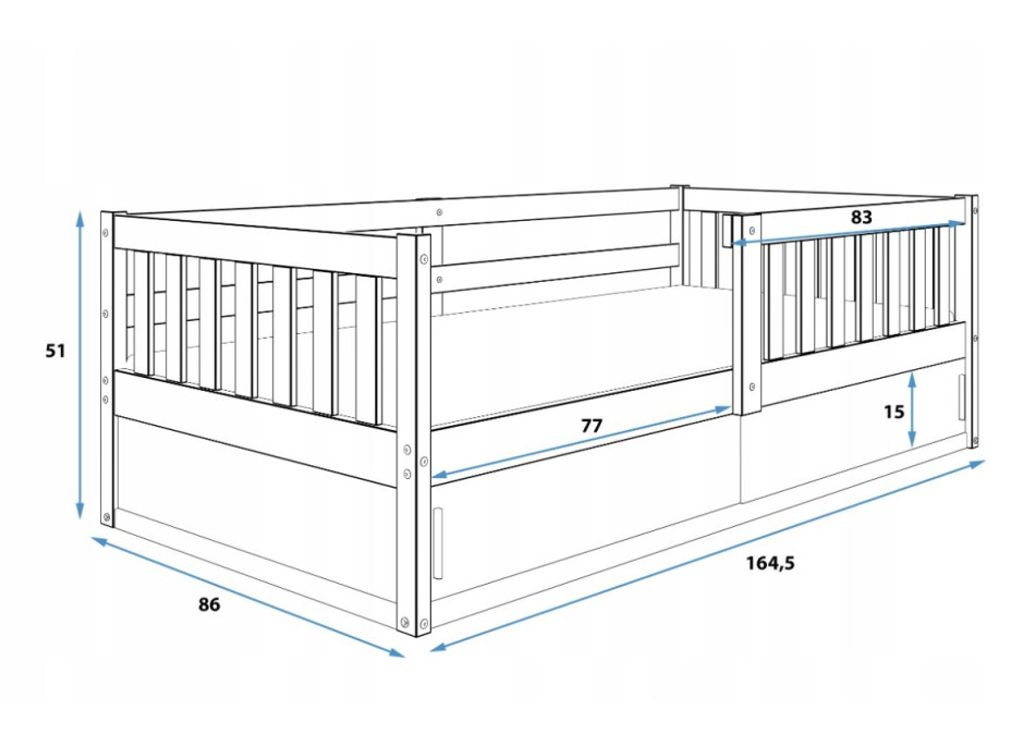 Detská posteľ s úložným priestorom SMART 160x80 cm - biela