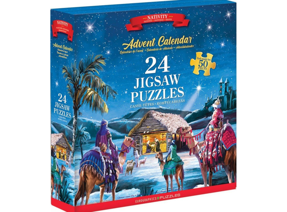 EUROGRAPHICS Puzzle Adventný kalendár: Narodenie Ježiška 24x50 dielikov