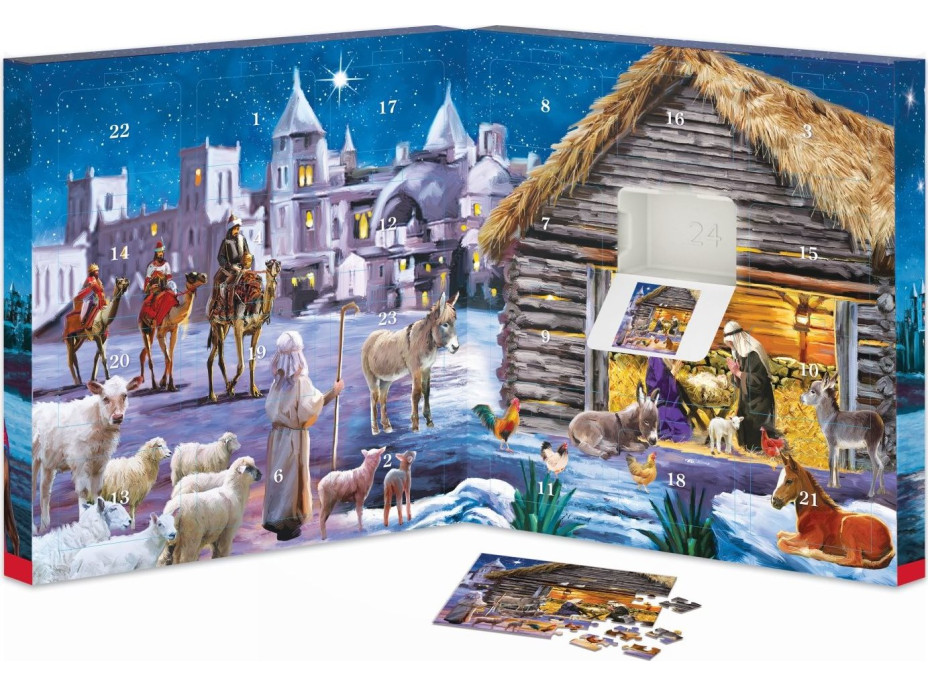 EUROGRAPHICS Puzzle Adventný kalendár: Narodenie Ježiška 24x50 dielikov