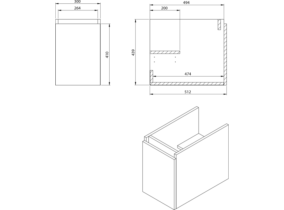 Sapho LOREA skrinka s umývadlom 121x46x51, 5cm (90+30), ľavá, biela mat LE090-3131-L-01