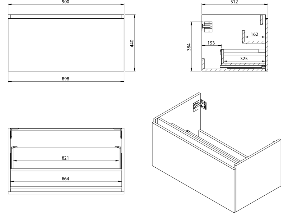 Sapho LOREA skrinka s umývadlom 121x46x51, 5cm (90+30cm), ľavá, dub alabama/biela mat LE090-2231-L-02