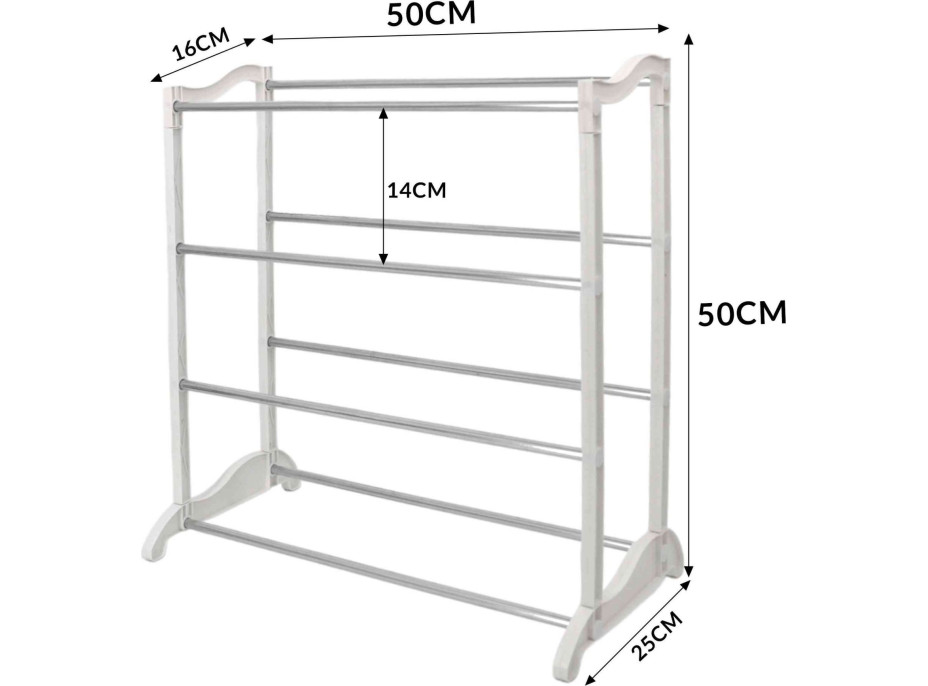 Police na topánky ALBA - 4 poschodia - 50x16x50 cm - biela