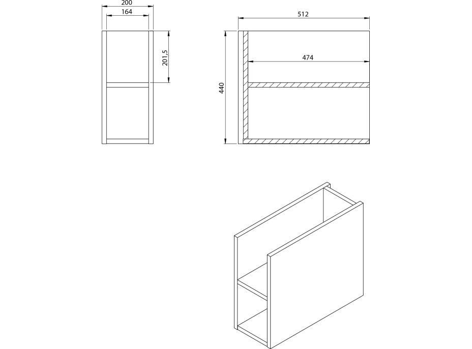 Sapho LOREA skrinka s umývadlom 101x46x51, 5cm (80+20cm), ľavá, dub collingwood/čierna mat LE080-1935-L-03