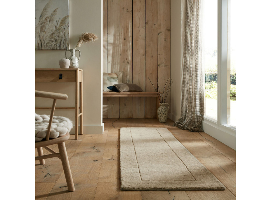 Ručne tkaný behúň Tuscany Textured Wool Border Natural