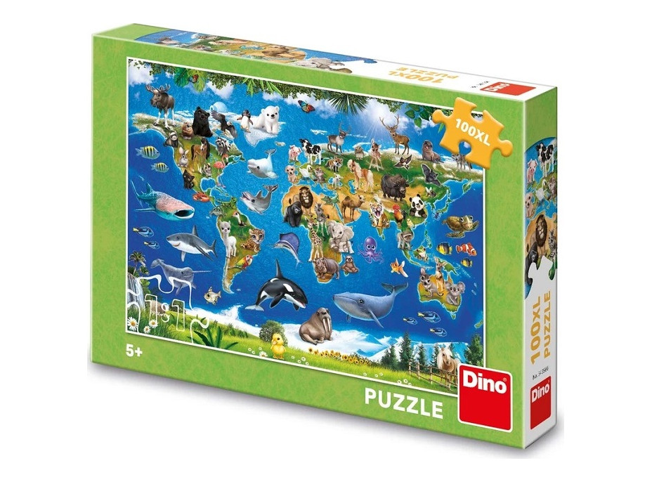 Dino Puzzle Mapa zvierat 100 XL dielikov