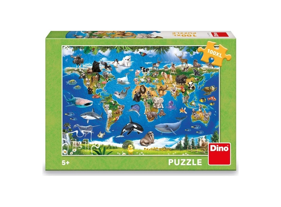 Dino Puzzle Mapa zvierat 100 XL dielikov