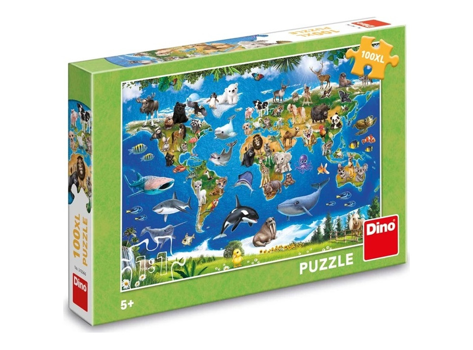 Dino Puzzle Mapa zvierat 100 XL dielikov