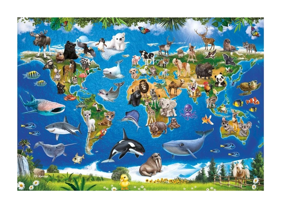 Dino Puzzle Mapa zvierat 100 XL dielikov