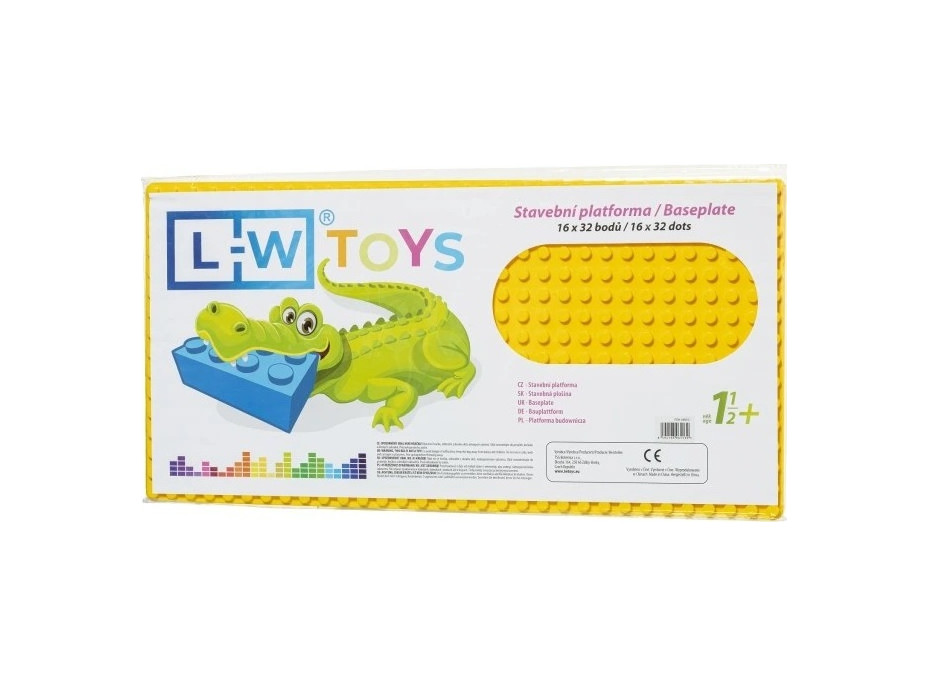 LW Toys Veľká podložka na stavanie - JUNIOR 16x32 bodov žltá