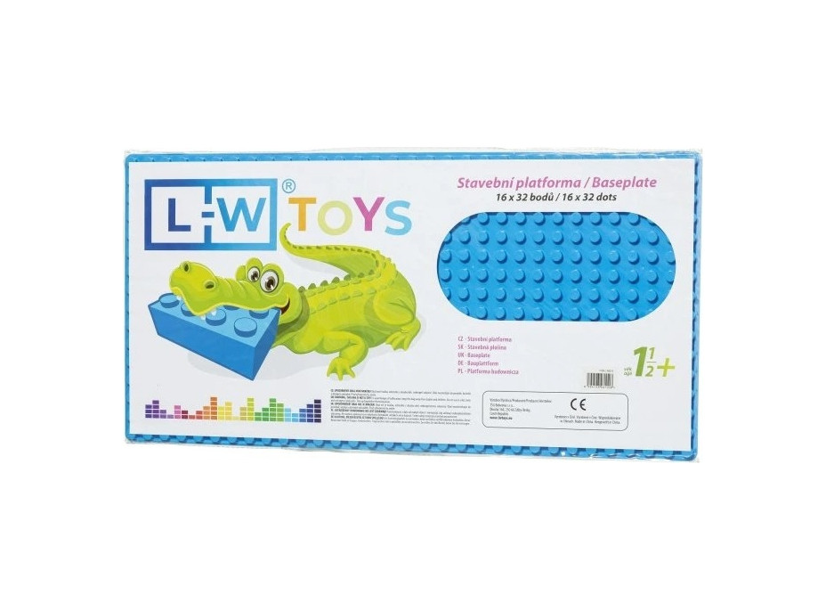 LW Toys Veľká podložka na stavanie - JUNIOR 16x32 bodov modrá