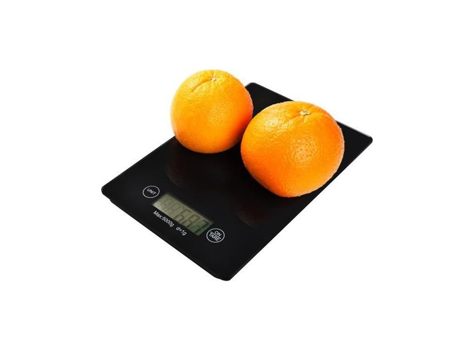 Sklenená kuchynská váha 5 kg/1 g - čierna