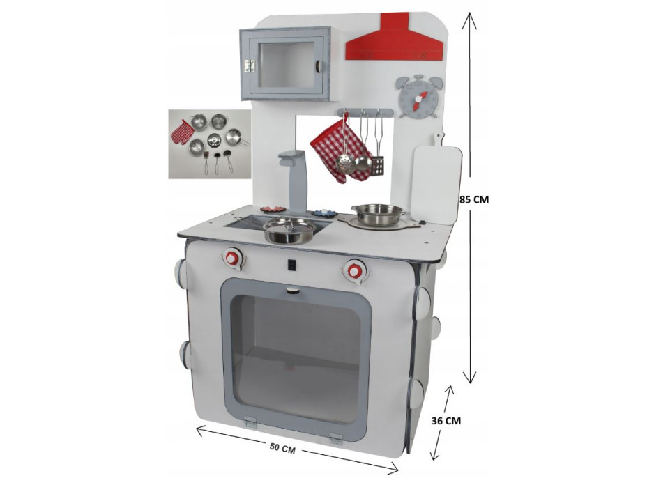 Drevená kuchynka s príslušenstvom - biela/sivá