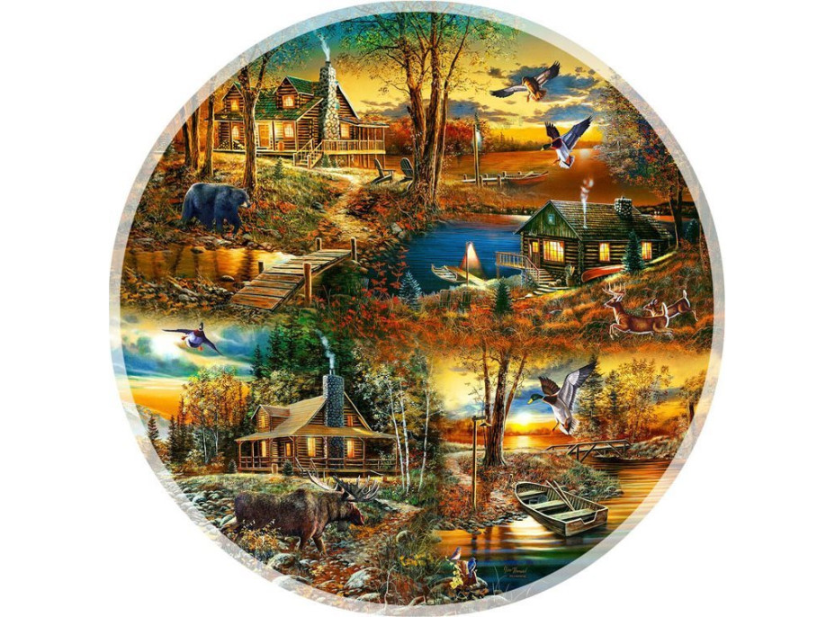 SUNSOUT Okrúhle puzzle Chalupy v lese 1000 dielikov