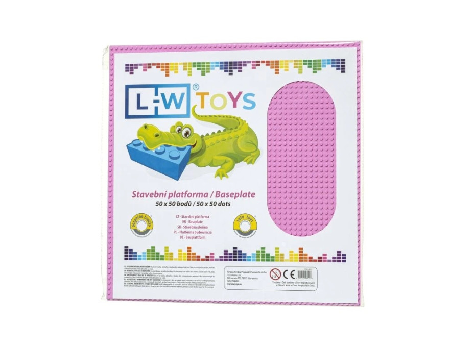 LW Toys Veľká podložka na stavanie 50x50 bodov ružová